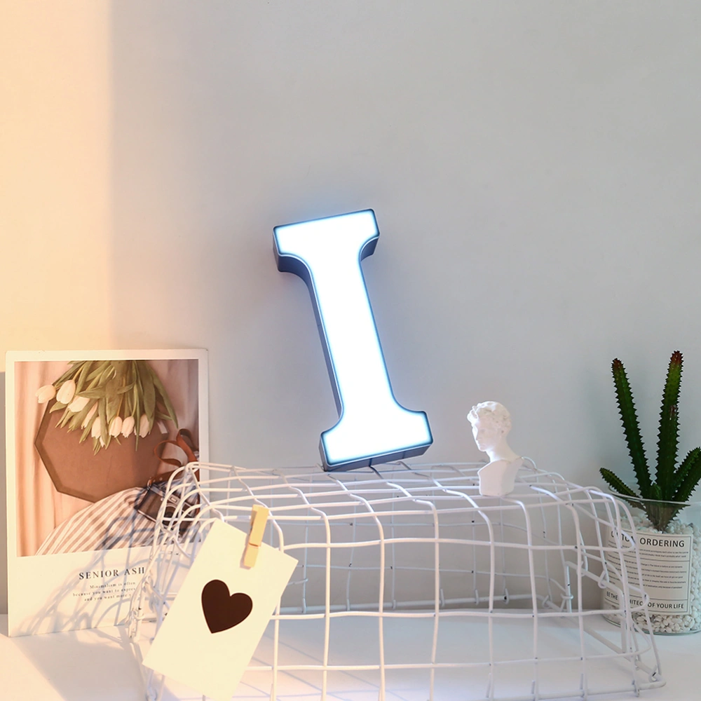 LED Lamp Letters Shape LED Night Light for Birthday Wedding Party Bedroom Wall Hanging Decor - Alphabet I (White/No Batteries)