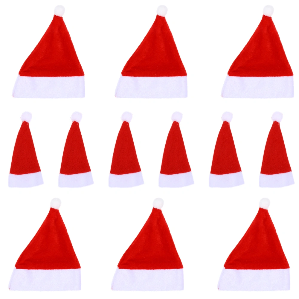 12pcs Decorative Christmas Hat Christmas Non-woven Hat (Red)