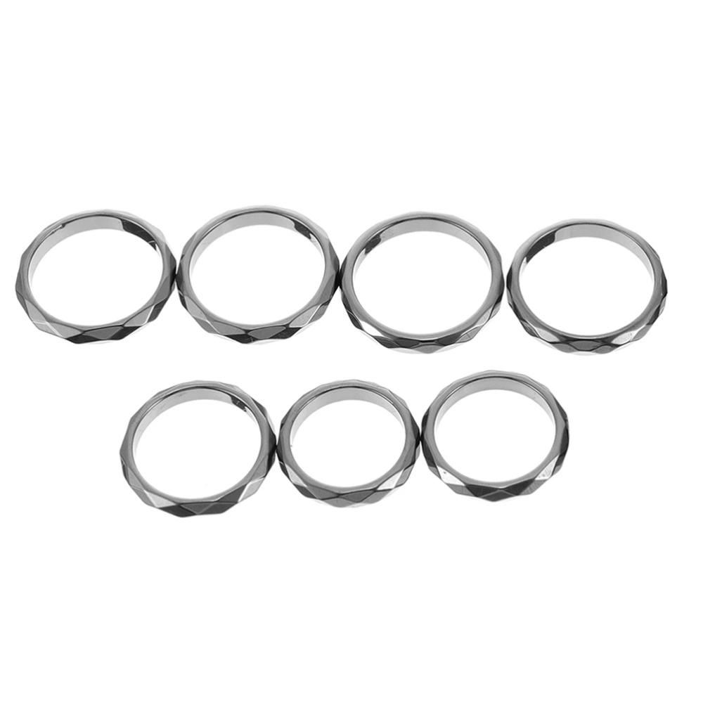 7Pcs Non-Magnetic Hematite Rings Decorative Finger Rings Couple Rings Gift