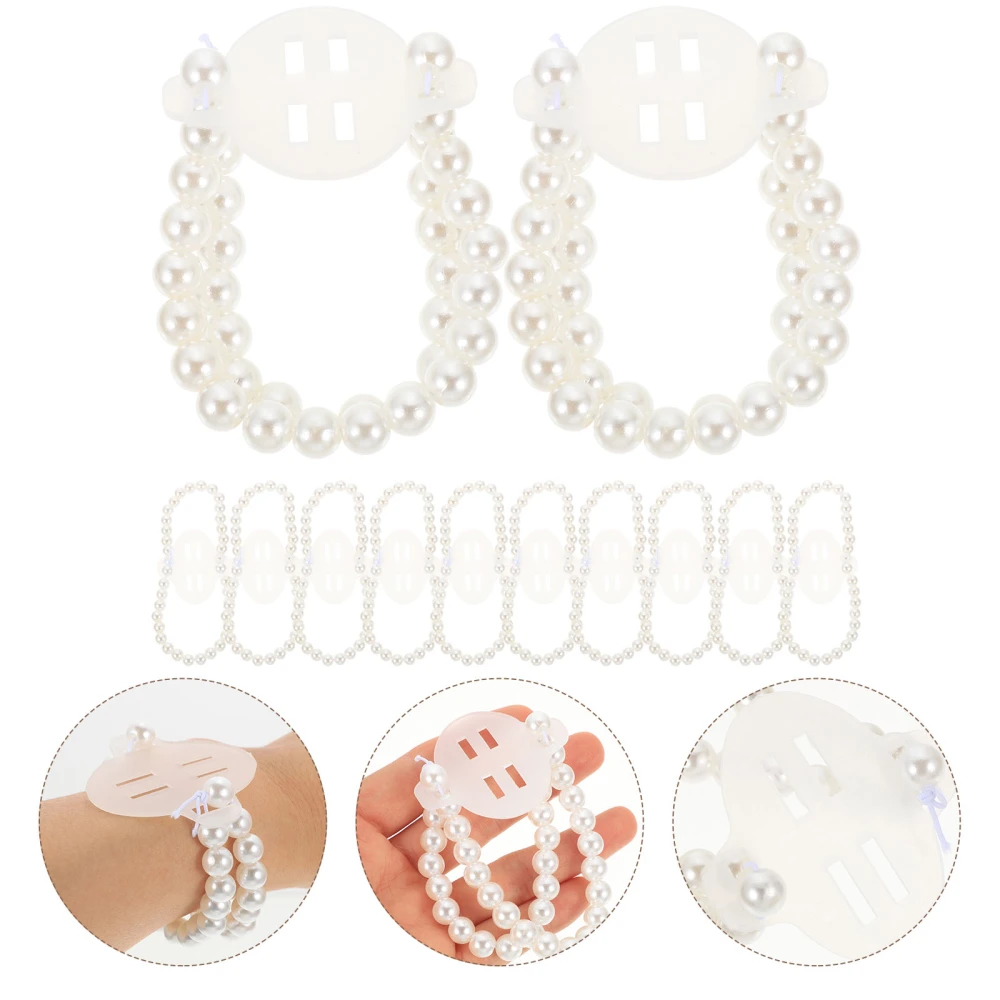 12Pcs Wrist Corsage Band Elastic Fake Pearl Bracelet Wedding Corsages Wristlets DIY Wrist Corsages