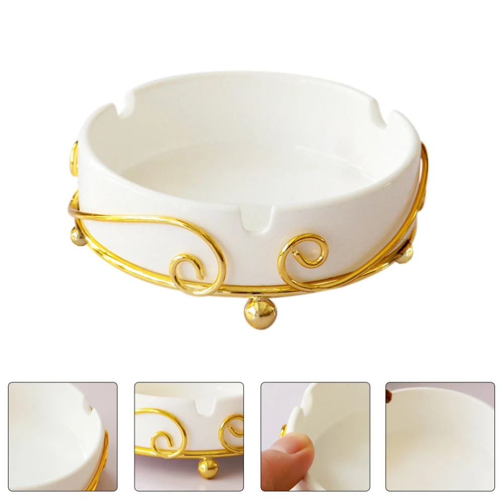 Practical Ceramic Ashtray Desktop Round Ashtray Indoor Desktop Ash Holder