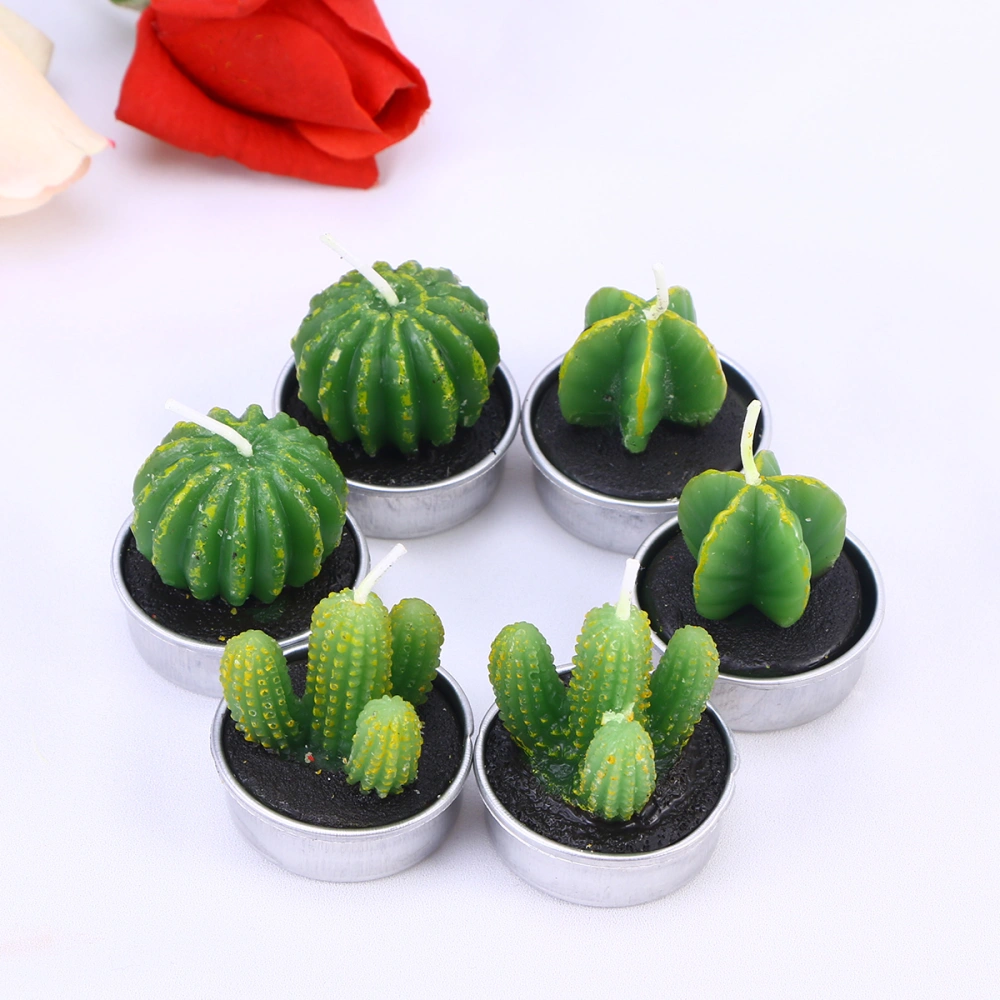 Creative Succulent Plant Candles Realistic Tealight Candles for Birthday Party Wedding Spa Home Decoration(Prickly pear*2 carambola*2 and cactus*2)