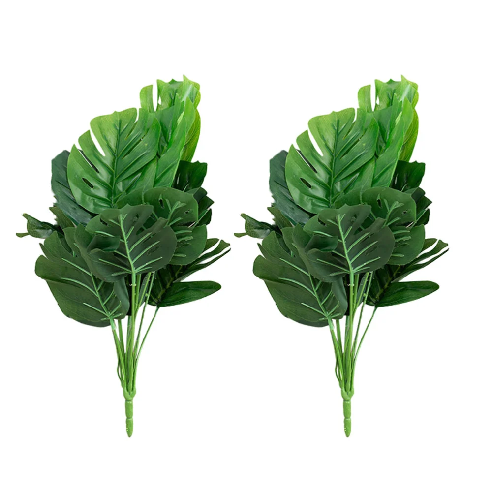 2pcs Artificial Plant Faux Greenery Artificial Tropical Leaf Jungle Party Decor