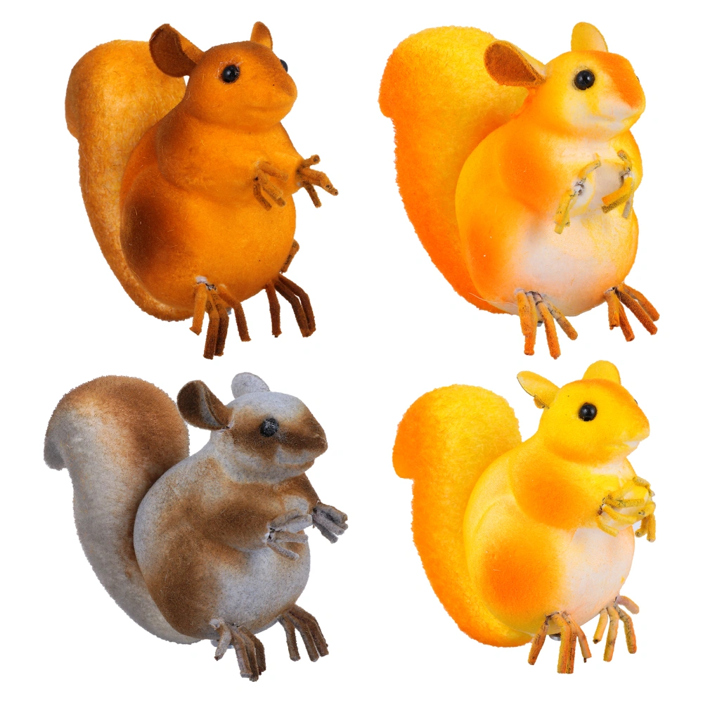 4pcs House Simulation Squirrel Figures Miniature Figurines (Random Color)