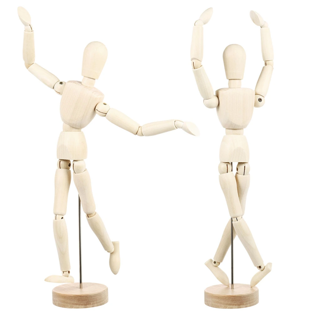 2pcs DIY Jointed Puppet Adornment Wooden Blank Unfinished Puppet Shape Crafts