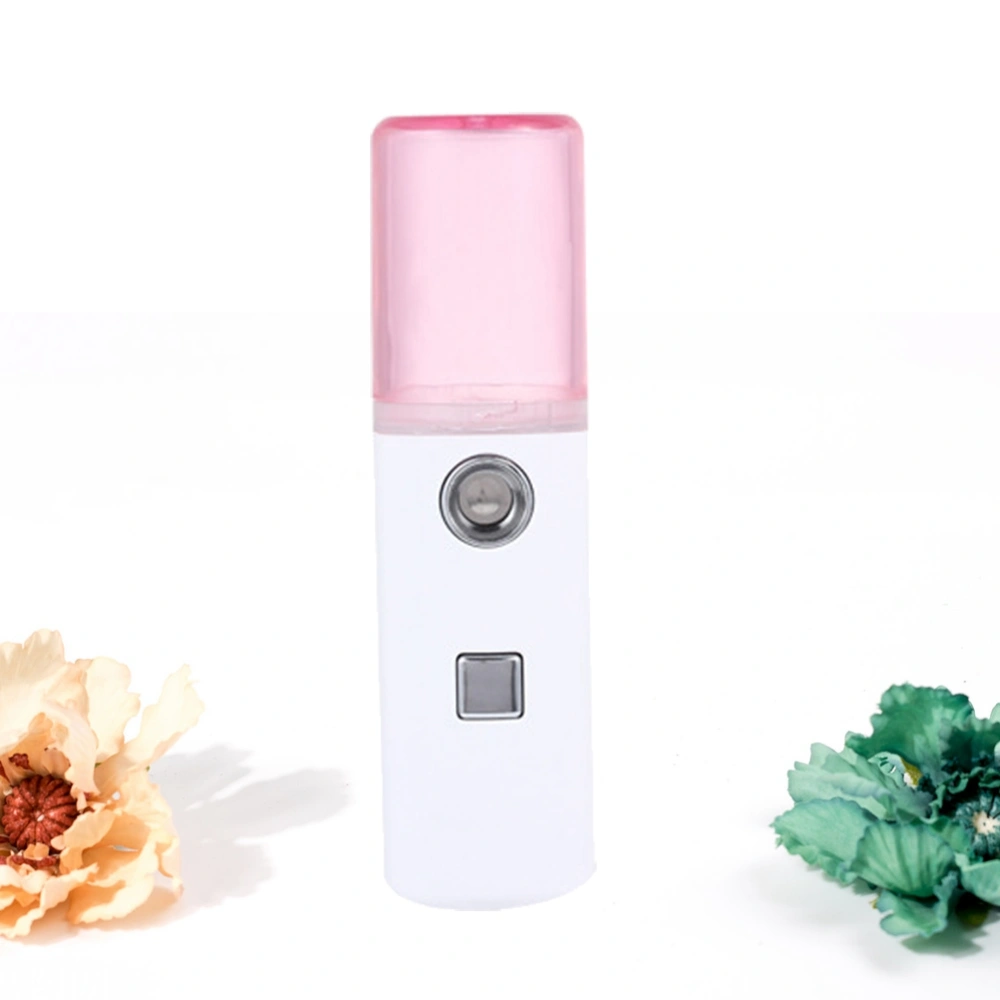 Mini Portable Pore Facial Steamer Nano Mist Cool Face Sprayer Moisture for Skin Care (Pink)