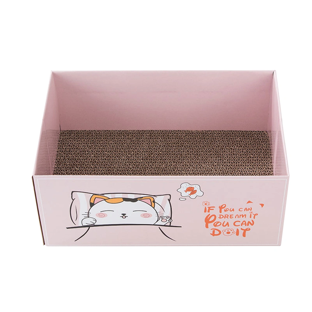 Cat Paper Scratching Post Funny Scratching Board Box for Pet Animal (Cat Nap Without Cover Pattern)
