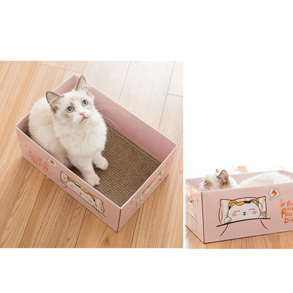 Cat Paper Scratching Post Funny Scratching Board Box for Pet Animal (Cat Nap Without Cover Pattern)