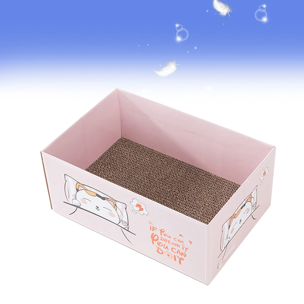 Cat Paper Scratching Post Funny Scratching Board Box for Pet Animal (Cat Nap Without Cover Pattern)
