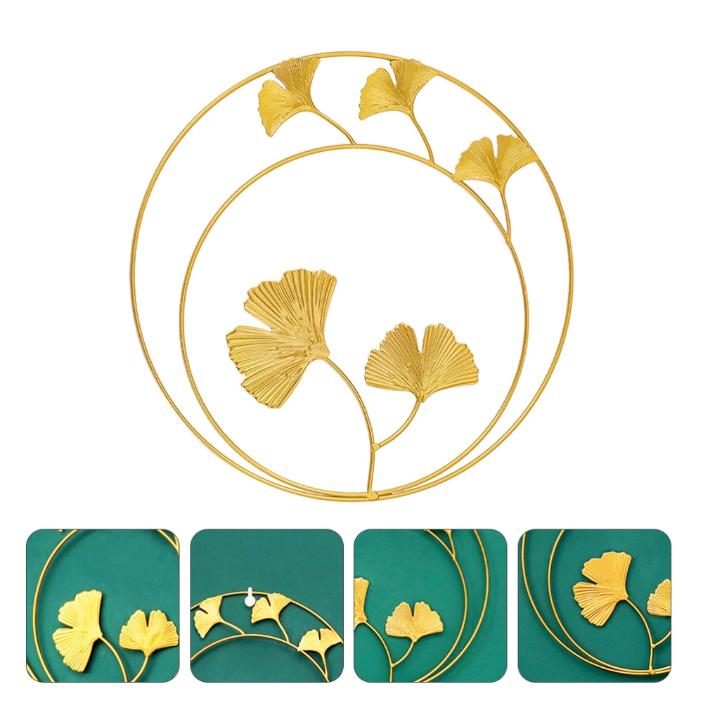 1 Pc Metal Leaves Decor Wall Ornament Wrought Iron Model Photo Prop (Golden)