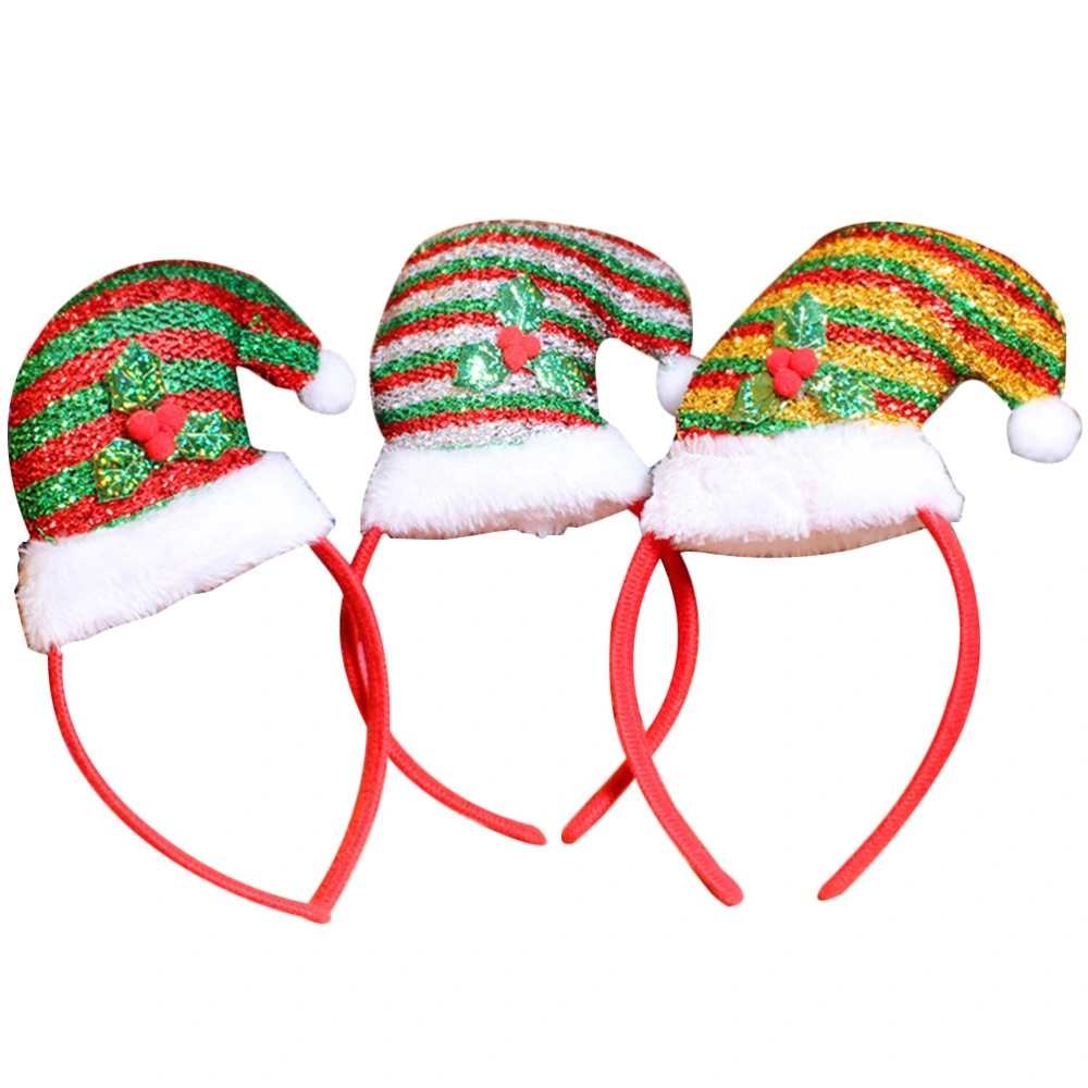 3pcs Christmas Hat Shape Head Band Hair Xmas Headdress Party Favors (Random Pattern)