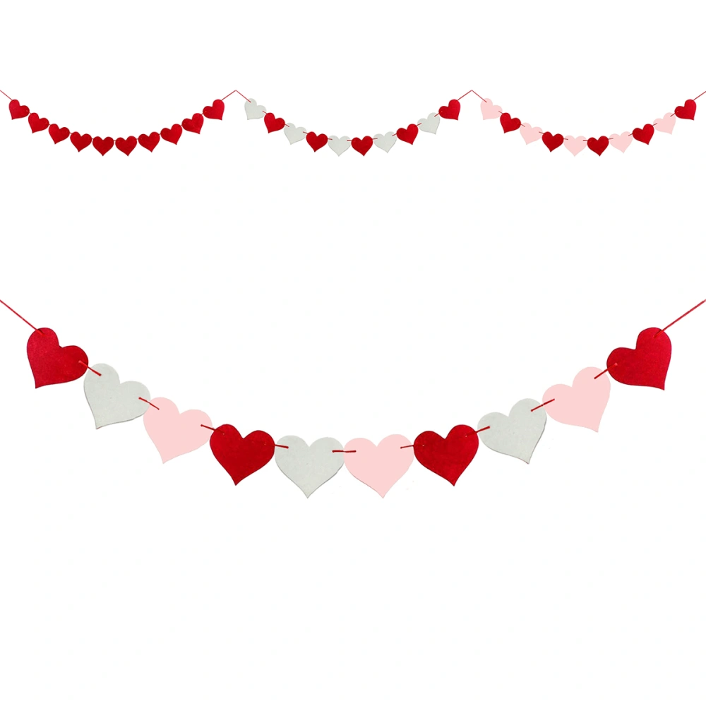 Nonwoven Fabric Heart Shape String Pull Flags Hanging Flags Banners Valentine's Day Baby Shower Birthday Wedding Party Decor(Random Pattern)