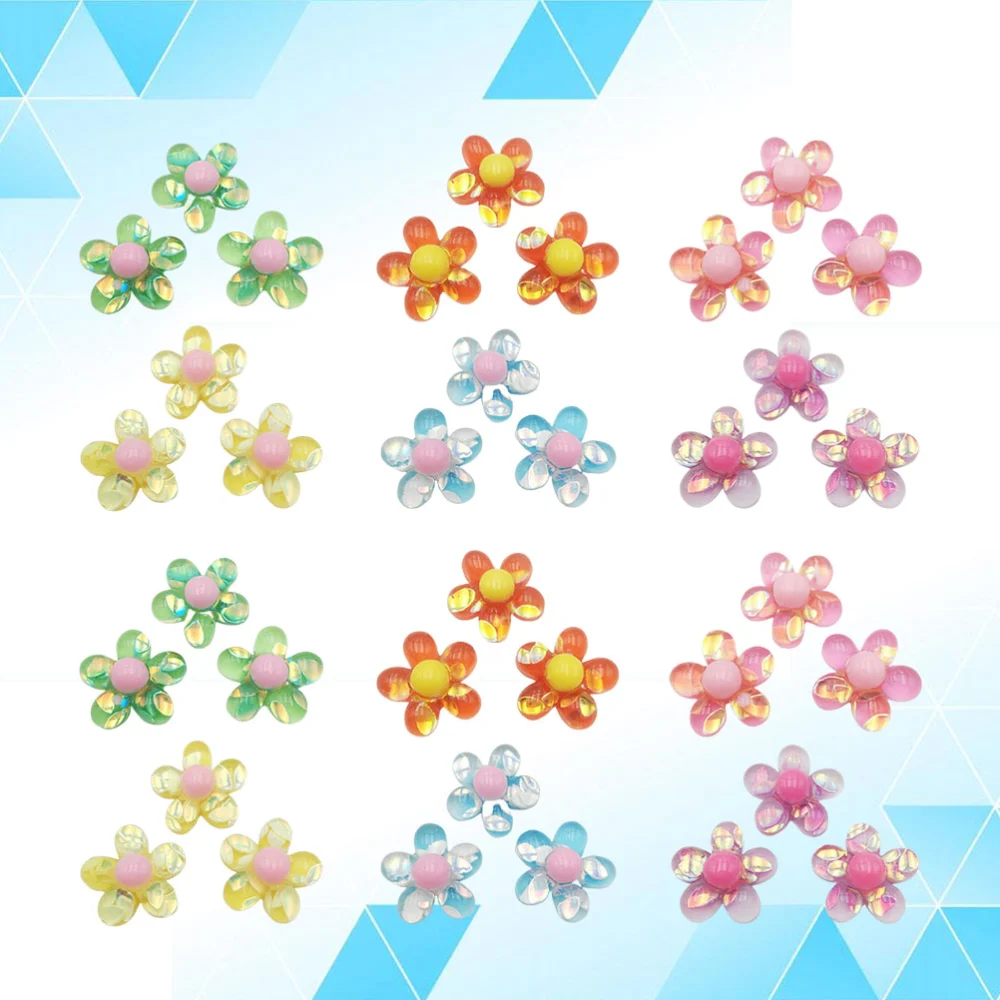 50PCS Resin Flower Jewelry Accessory Sequined Five-petal Flower DIY Accessories Delicate Hairpin Making Material Chic DIY Ear Studs Material for Jewelry Making Mixed Color