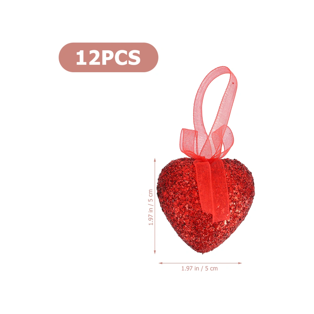 12pcs Foams Heart-shape Pendants Romantic Heart-shape Hanging Pendants