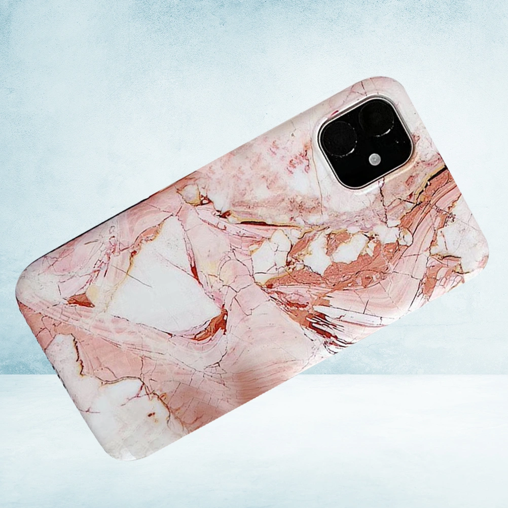 Phone Case Fashion Marble Texture Anti-fall Shockproof Phone Cover Phone Shell Compatible for iPhone 11 Pro Max (Red)