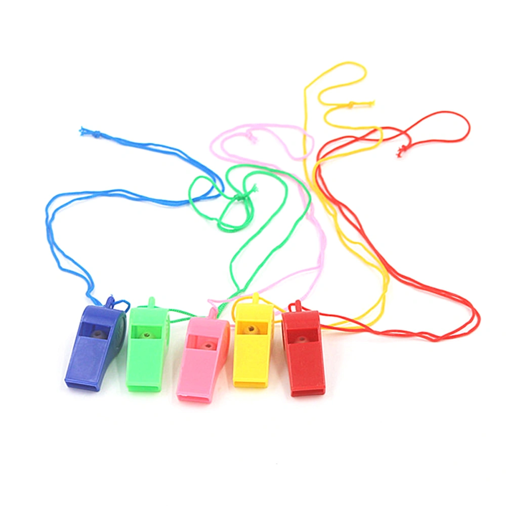 20pcs Plastic Whistle Necklace on Braided Cord Referee Training Whistle Kids Children Gift Party Favor