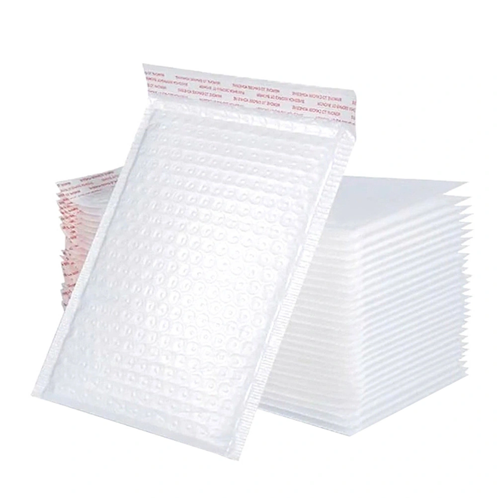 50Pcs Useful Bubble Mailing Bag Shockproof Packaging Bag Storage Pouch (White)