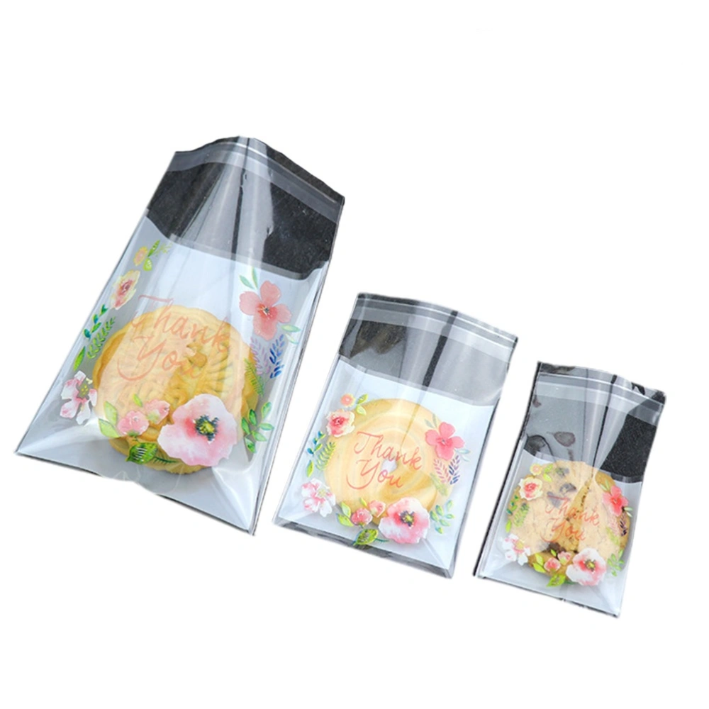 300pcs Colorful Flower Pattern Candy Bags Packaging Bags Self Adhesive Pouch for Bakery Cookie Candy Snacks Gift(100pcs for Three Size)