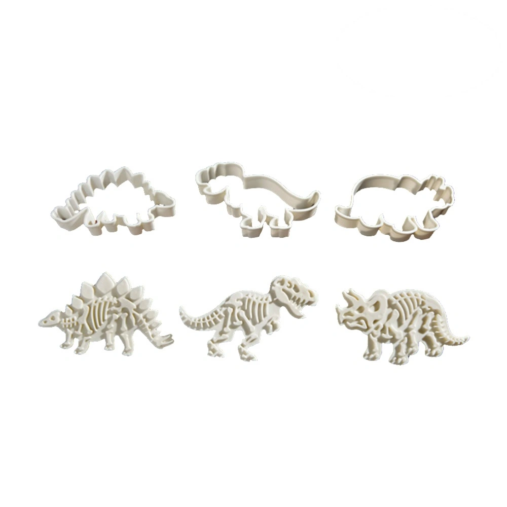 6pcs Dinosaur Cake Mold Plastic Fondant Cake Sugar Craft Kitchen Decoration Cutter Cookie Baking Tools