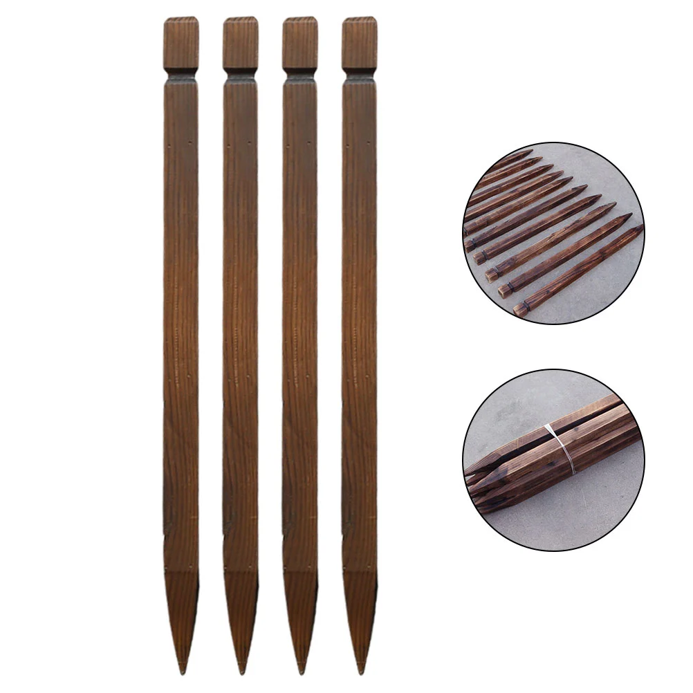 4PCS Wooden Stakes Posts Garden Fence Sturdy Garden Stakes