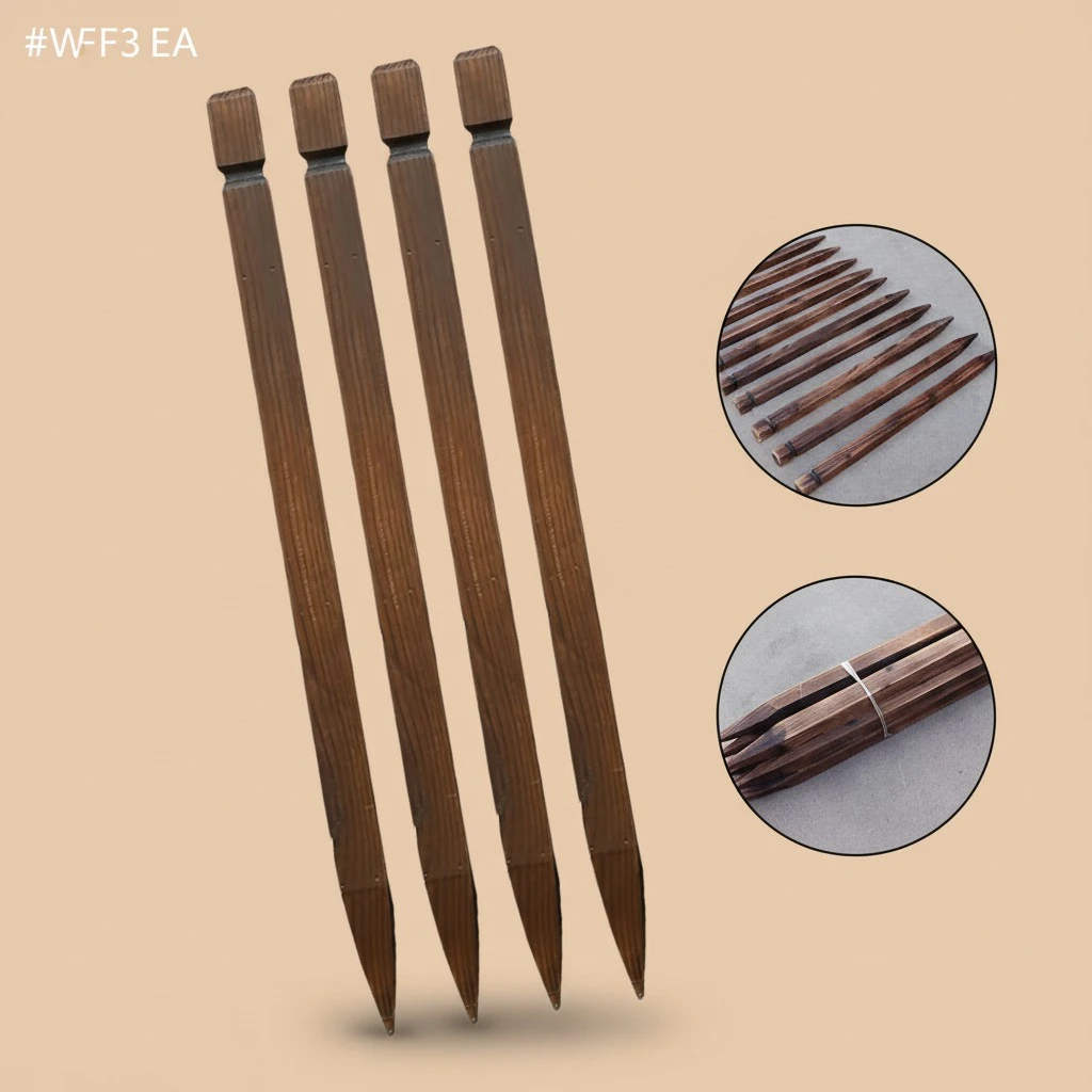 4PCS Wooden Stakes Posts Garden Fence Sturdy Garden Stakes