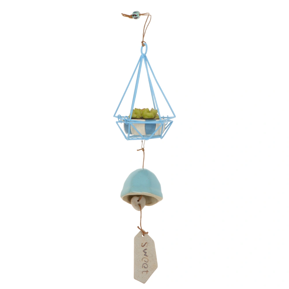 Light Blue Japanese Style Small Resin Succulents Pendant Ceramic Wind Chimes Creative Hanging Wind Bell Ornaments Home Decoration Gift