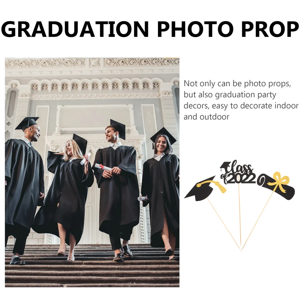 3pcs Graduation Paper Photo Props Graduation DIY Props Graduation Handy Props