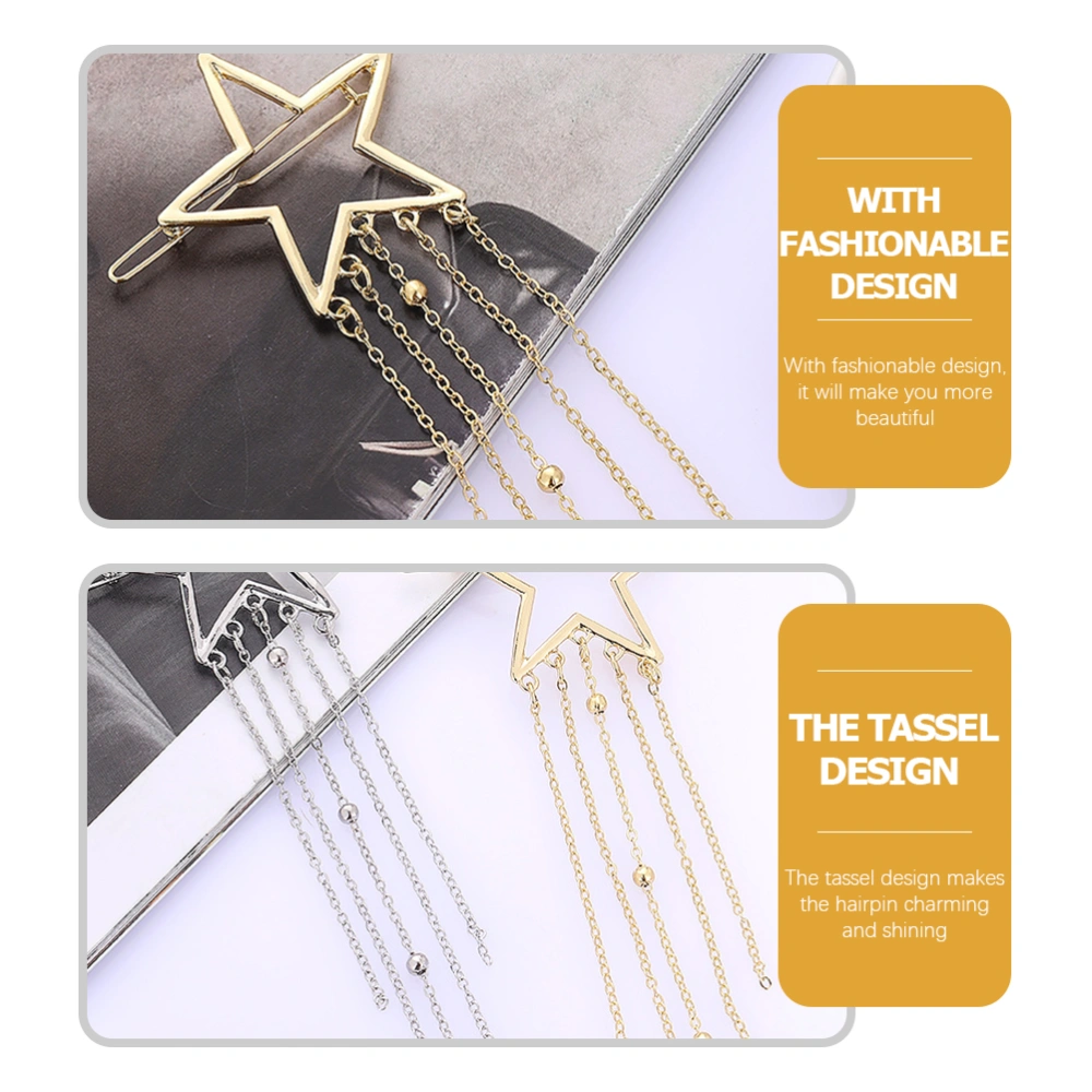 2pcs Stars Tassels Hair Clip Fashion Hairpin Girls Hair Barrette Decoration