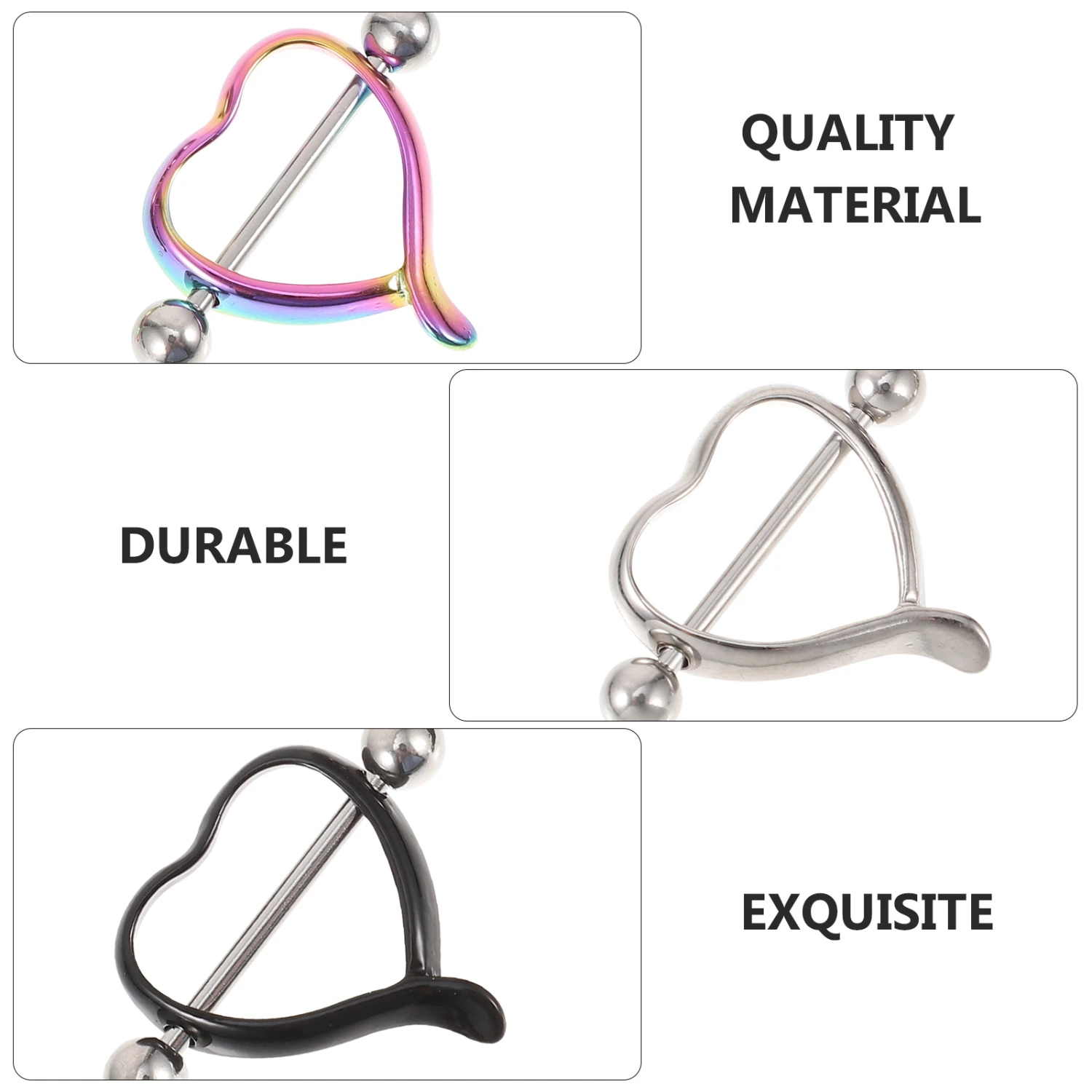 3 Pairs Fashion Peach Heart Piercing Jewelry Nipples Ring Nipples Body Jewelry