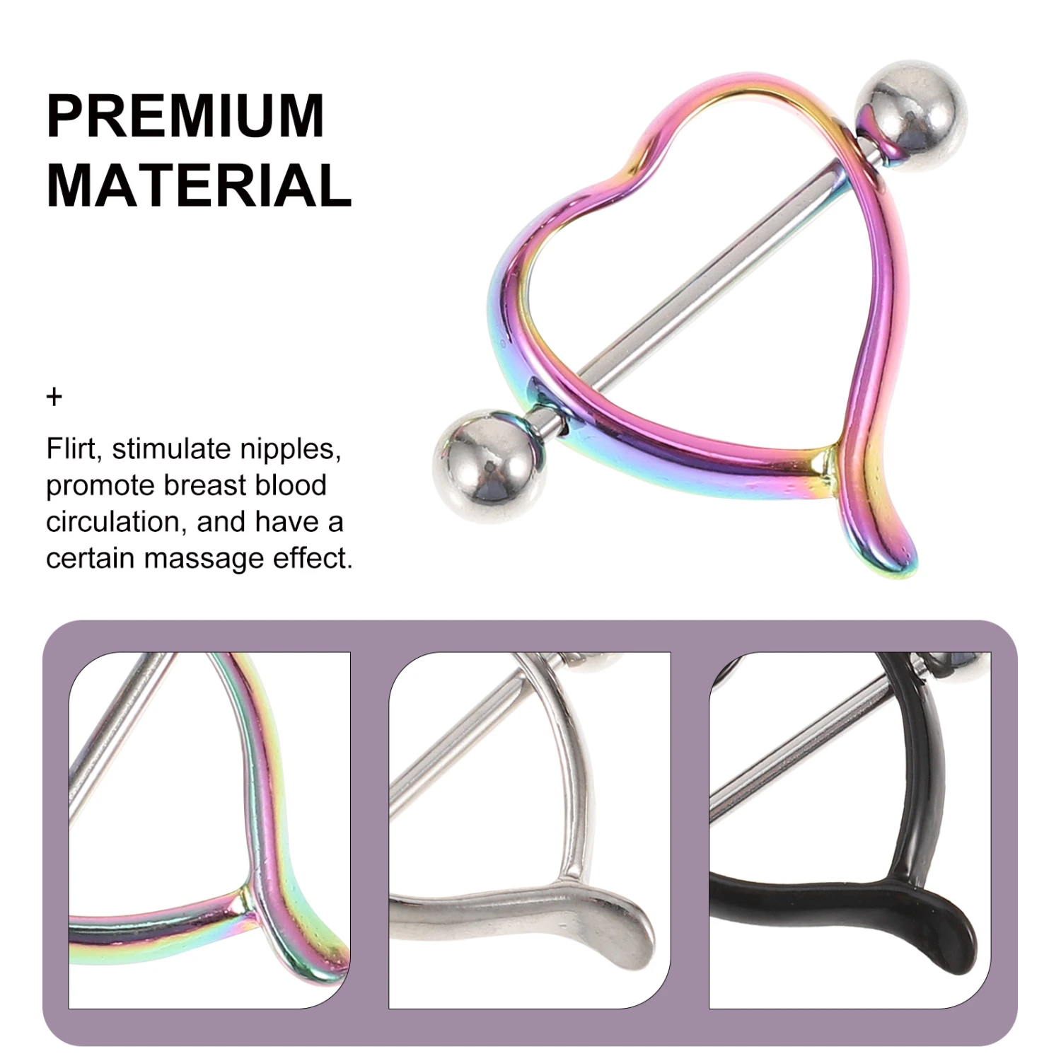 3 Pairs Fashion Peach Heart Piercing Jewelry Nipples Ring Nipples Body Jewelry