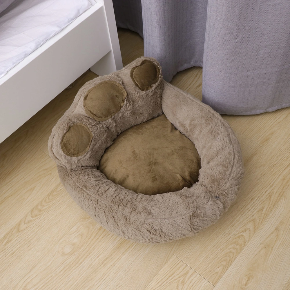 Bear's Paw Pet Dog Cat Bed House Warm Kennel Nest Snuggly Pet Sleep Mat Sofa Teddy Doghouse for Small Dog Puppy Cat Kitten Size S 56 x 52 cm (Coffee)