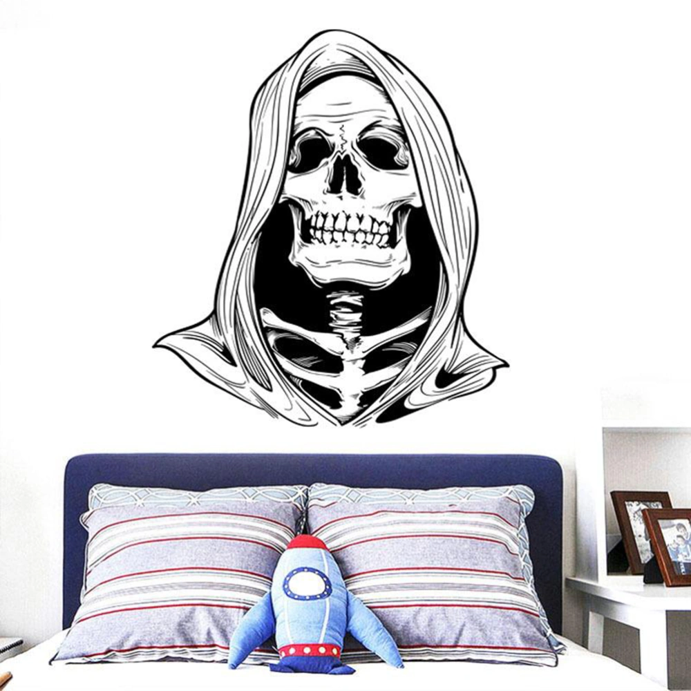 Halloween Wall Stickers Sorcerer Skull Shape Wall Sticker Removable Self-adhesive Wall Decal Decoration Accessories for Bedroom Home Decor Halloween Party (58x65cm)