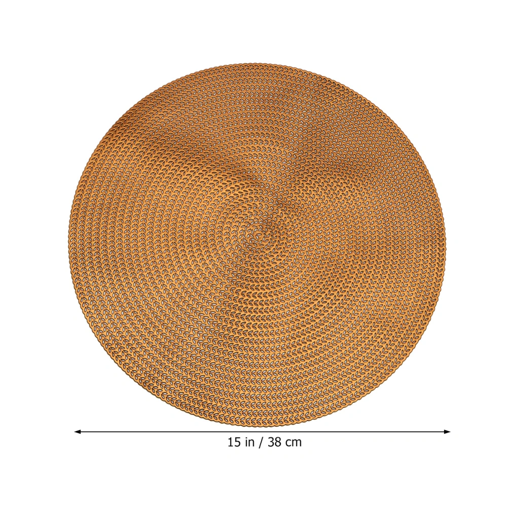 Eco-friendly Round PVC Placemats Anti-slip Heat Insulation Table Mats Tableware Pad Coaster (Bronze)