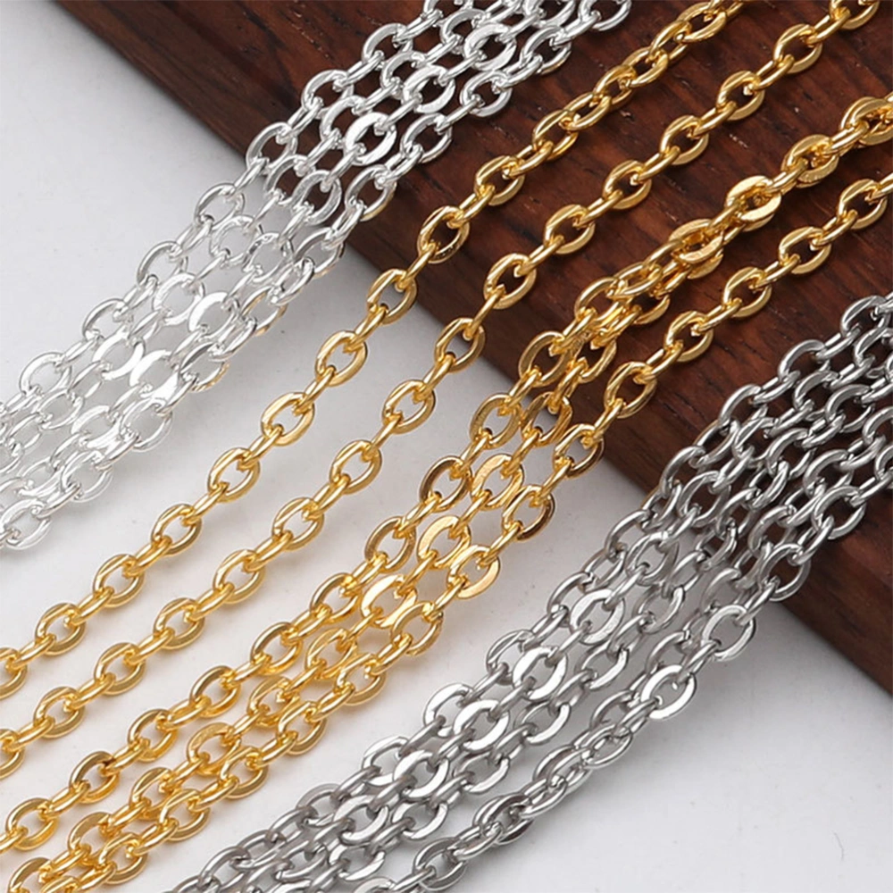 1PC DIY Chain Accessory Stainless Steel Jewelry Chain for Craft Decoration Replacement (Silver, 500x0.2cm)