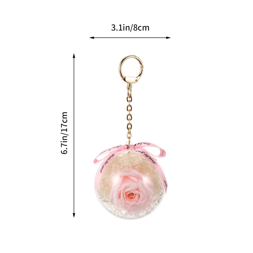 Immortal Flower Ball Key Ring Bag Ornament Key Chain Valentine Day Gift