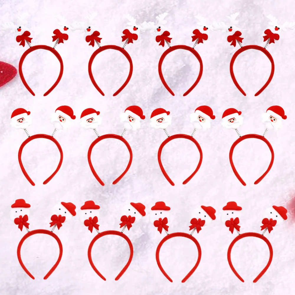 12Pcs Reindeer Antlers Headband Christmas Party Hairband Christmas Headbands Ornaments for Kids Children