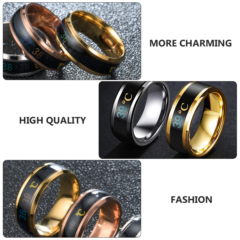 1Pc Fashion Ring Jewelry Intelligent Temperature Display Couple Ring (No.9)