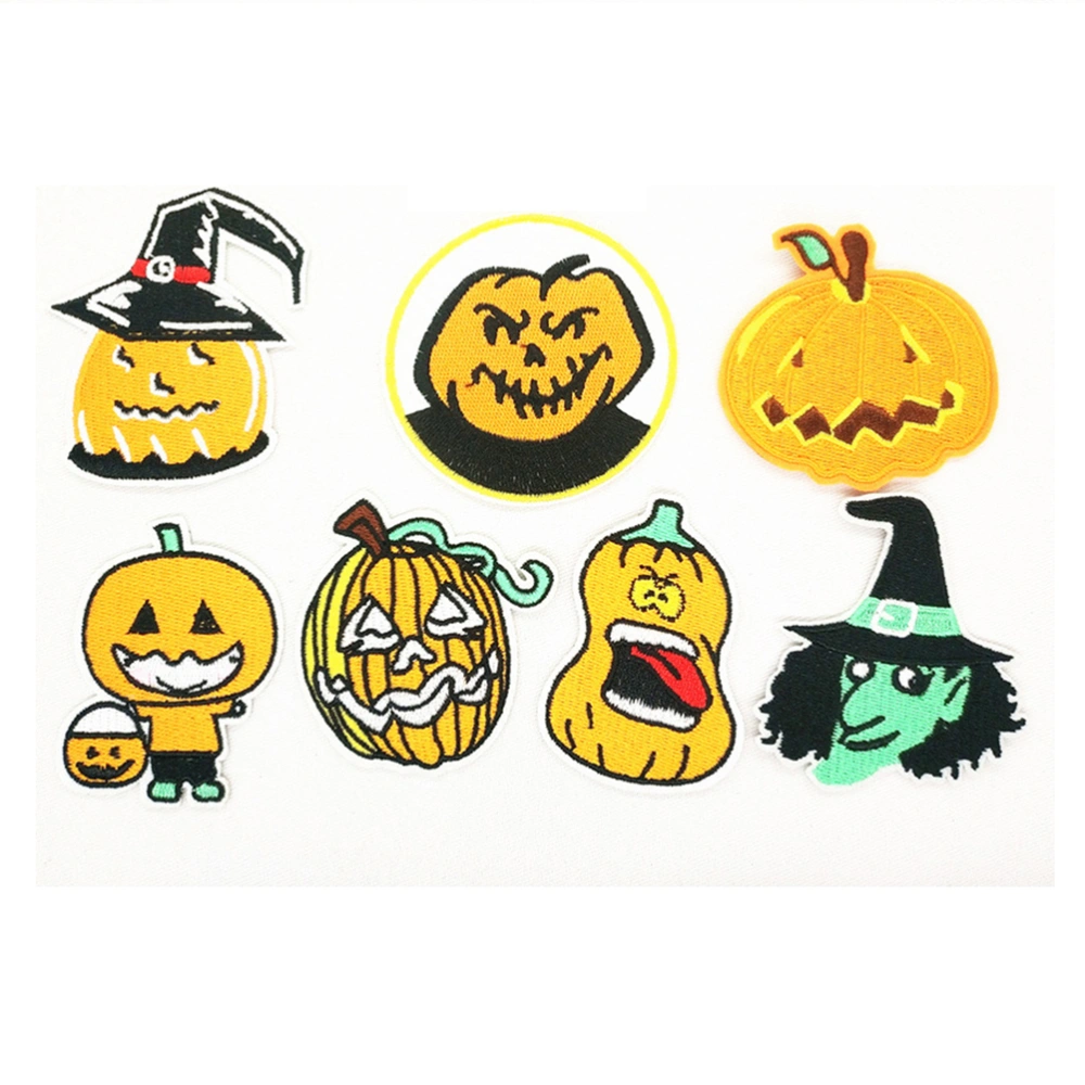 10 Pcs Pumpkin Pattern Embroidery Applique Adhesive Patches DIY Sticker for Jackets Jeans Bags Clothing Arts Crafts Decoration Denim Piece