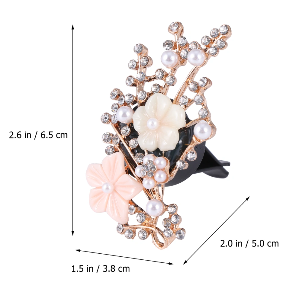 Sparkling Car Perfume Clip Rhinestone Branch Floral Shape Vent Clip Aromatherapy Diffuser Solid Perfume Charms Dashboard Bling Decoration Gift with Random Cotton Pad