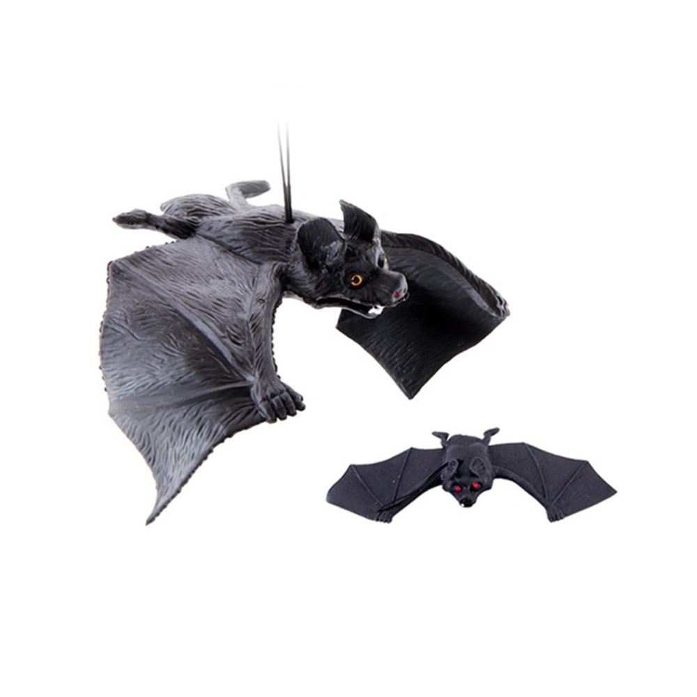 2 Pcs Halloween Decor Set Simulation Bat Hanging Pendant Realistic Looking Spooky Hanging Bat Halloween Party Decoration Props (Black)