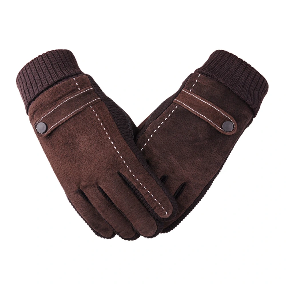 Men's Winter Leather Gloves Thick Warm Fleece Windproof Gloves Cold Proof Thermal Mittens - for Dress Driving Cycling Motorcycle Camping