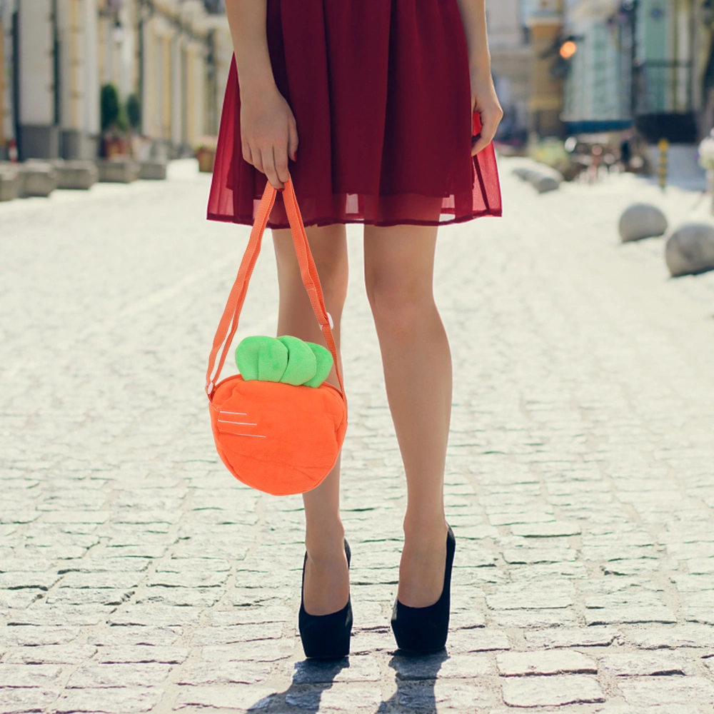 Mini Canvas Shoulder Bag Crossbody Bag Carrot Shape Handbag Purse for Women (Orange)