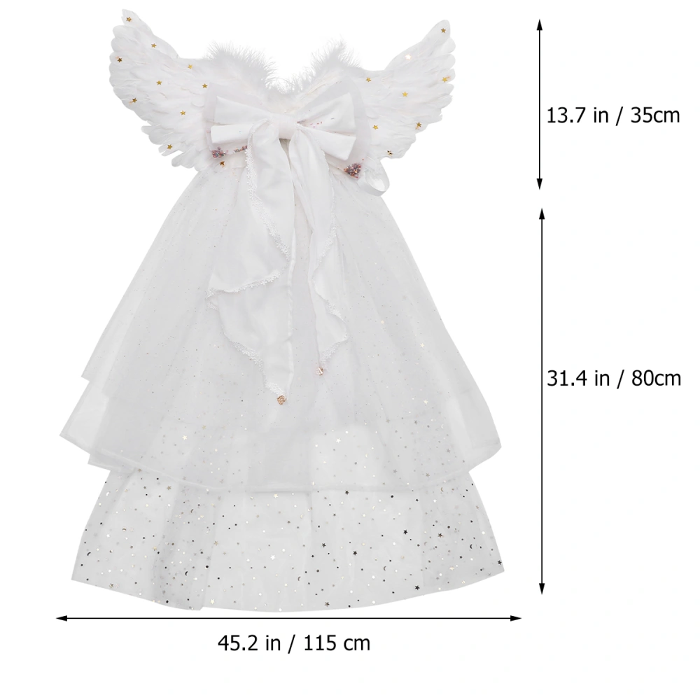 Lovely Back Bowknot Gauze Skirt Festival Girls Performance Costume (Medium)