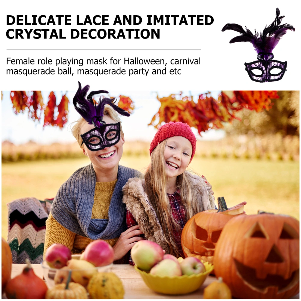 1 Set 2 Pcs Halloween Party Decoration Creative Half Face Lace  Masks