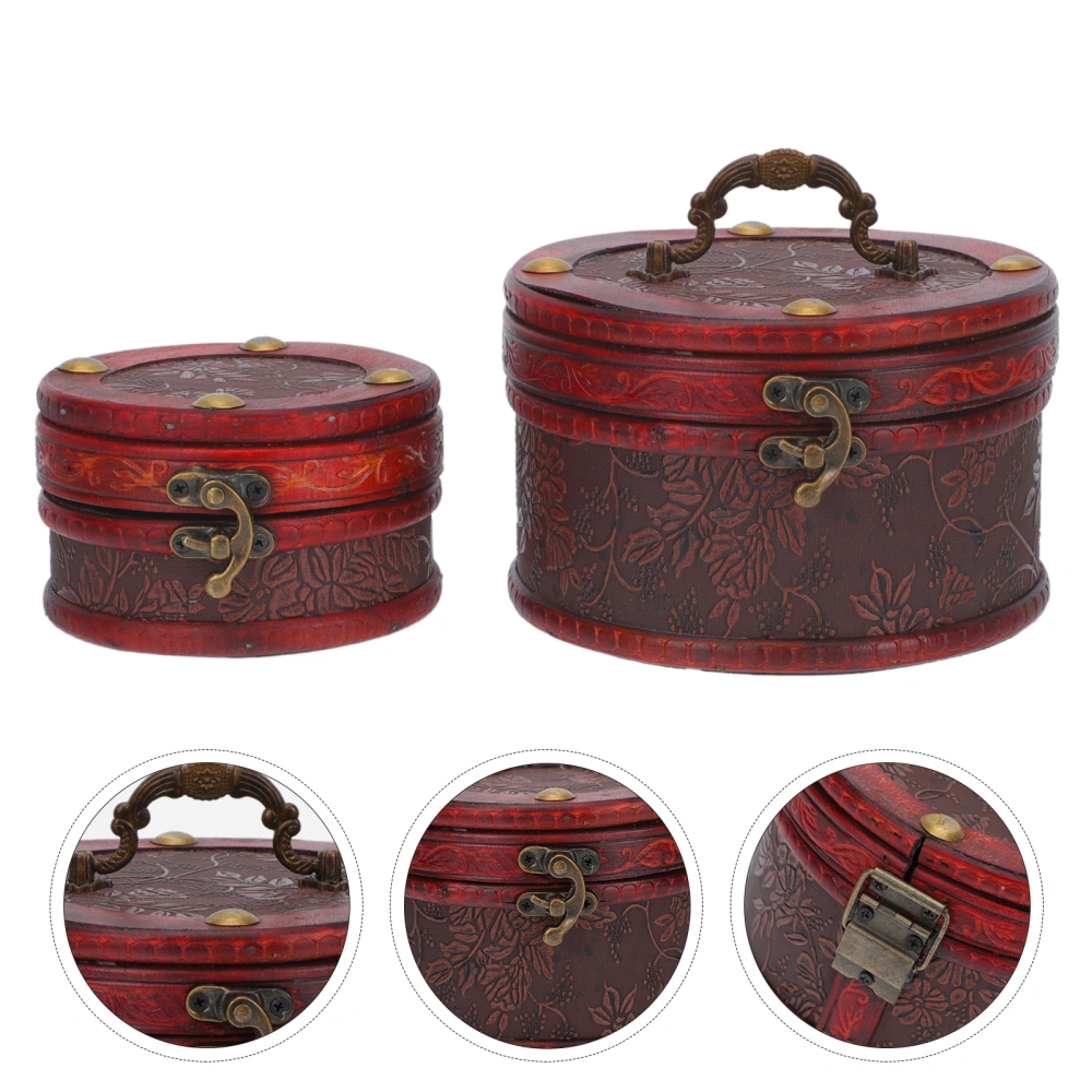 2Pcs Earring Bracelet Ring Storage Box Antique Style Jewelry Storage Container