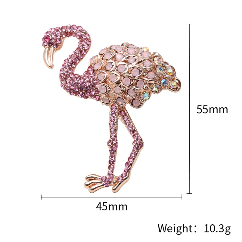 Crystal Flamingo Brooch Fashion Alloy Flamingo Brooch Women Girls Clothes Clip Accessory (Pink)