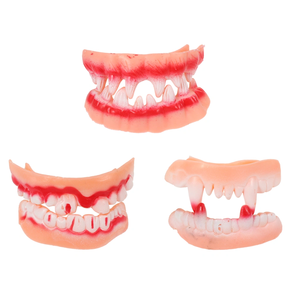 3pcs Scary Zombie Teeth Braces Tricky Toy Denture Party Props Supplies for Halloween Masquerade Costume Party Cosplay