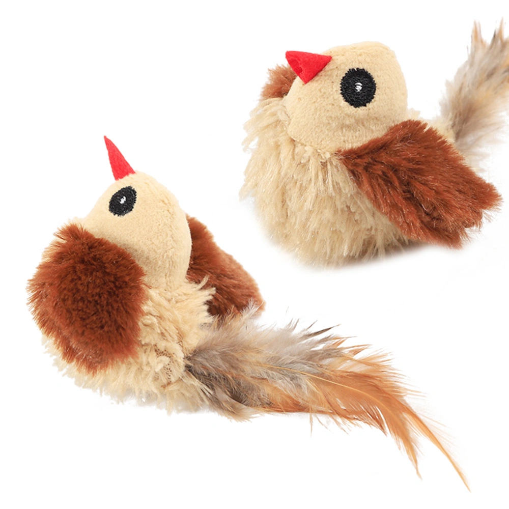 Artificial Plush Birds Funny Catnip Cat Playing Props Cat Teaser Interactive Toy (15x5cm)