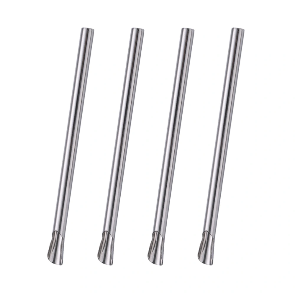 4pcs Stainless Steel Straws Reusable Drinking Straw Creative Stirrer for Milk Tea Smoothie (Silver)