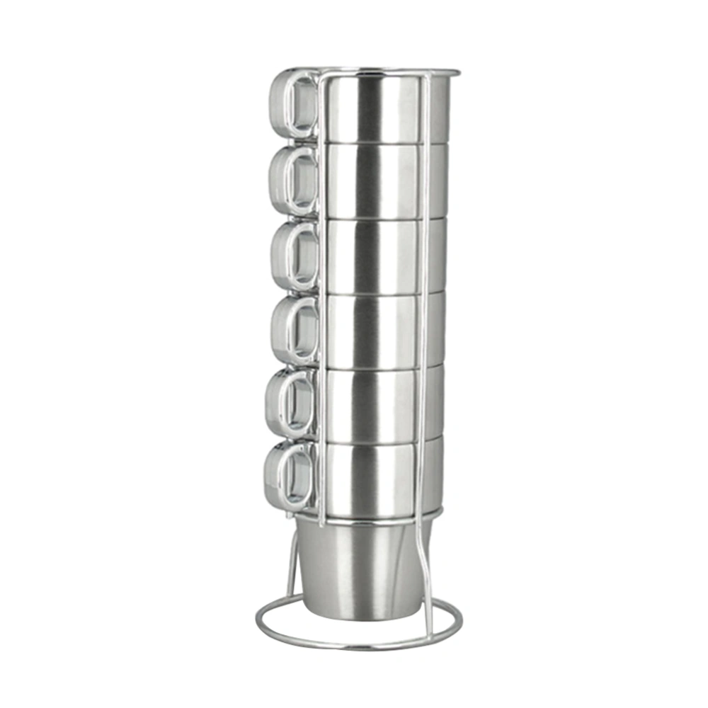 6Pcs Stainless Steel Cups Multi-use Picnic Cups Thermal Insulation Mugs Outdooor Drinking Cups